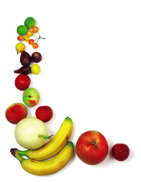 Assorted Fruits White Background — Stock Photo, Image