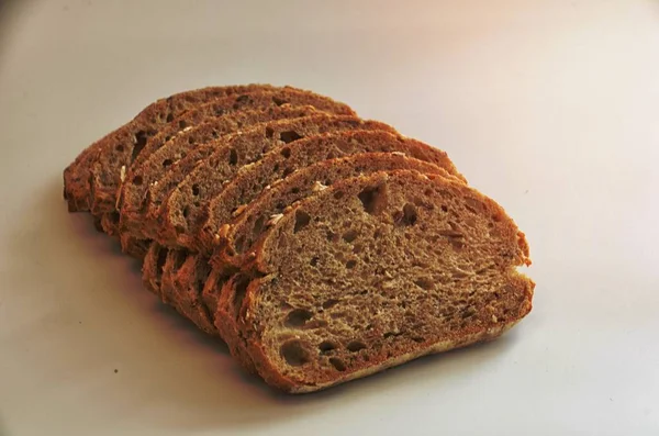 Brood Eten Snack Plak Haver Maaltijd Wit Tafel — Stockfoto