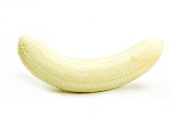 Plátano Pelado Sobre Fondo Blanco — Foto de Stock