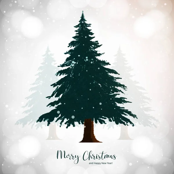 Veselé Vánoce Šťastný Nový Rok Blahopřání Strom Bílém Pozadí Stock Fotografie