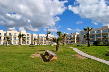 Kıbrıs 'ta otelin yakınındaki palmiye ağaçları