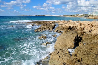 Sea shores and blue sea in Cyprus