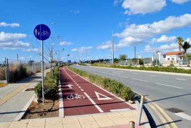 Road with bicycle line