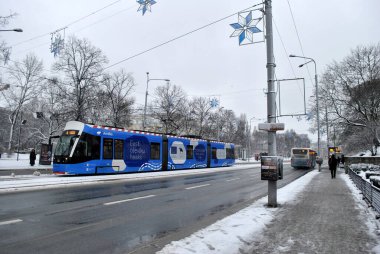 the tram station in the city