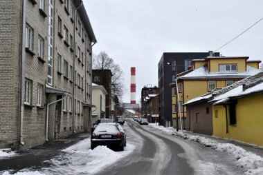 A city street in winter