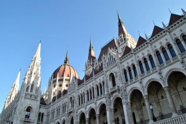 View of the Hungarian parliament building in the old town of Budapest