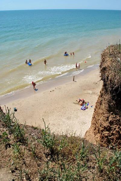 Playa Con Mucha Gente Orillas Del Mar Negro — Foto de Stock