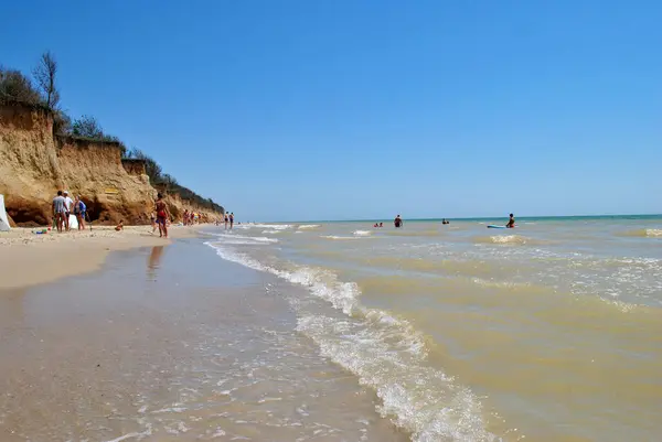 Hermosa Playa Con Una Gran Ola Fondo Del Mar — Foto de Stock