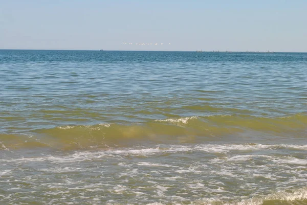 Море Узбережжя Блакитним Небом — стокове фото