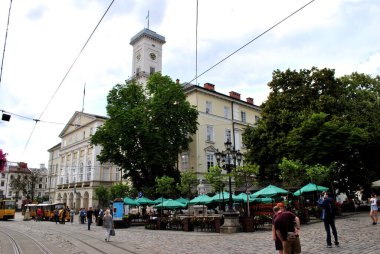 Lviv şehrinin sokak manzarası