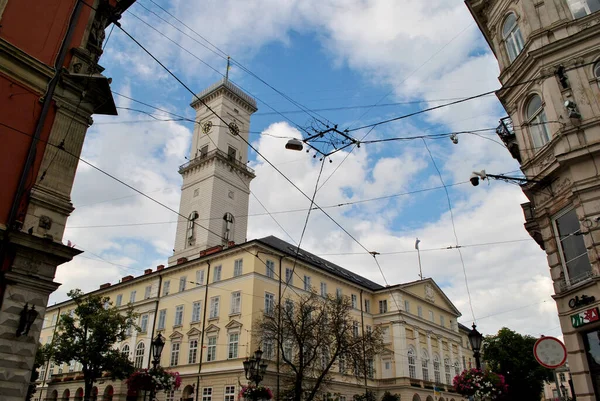 Rådhuset Utsikt Över Staden Lviv — Stockfoto
