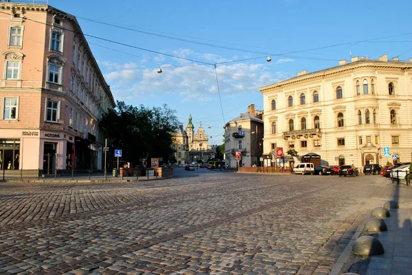 Vista Calle Ciudad Lviv — Foto de Stock