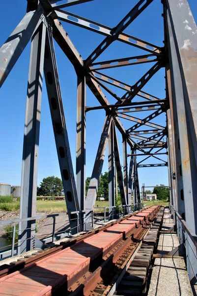 Ponte Ferroviária Estrutura Aço Canteiro Obras — Fotografia de Stock