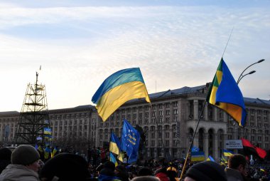 Kyiv 'de Ukrayna bayrağı