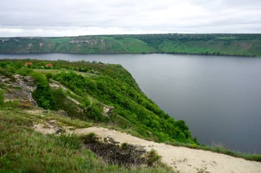 Gölü ve yeşil ormanın güzel yaz manzarası