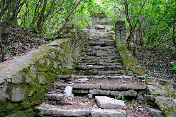 stairs in the park in the city of Kamyanets-Podilsky