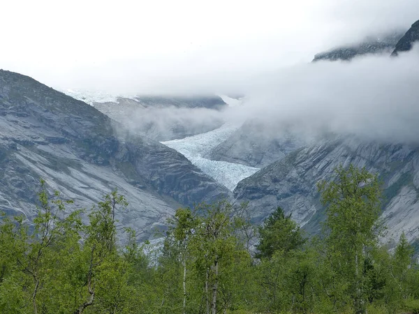 Norveç Buzul Çağlayan Bir Buzulun Görüntüsü — Stok fotoğraf