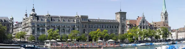 Zürich Schweiz August 2023 Zürich Rheinpanorama Der Altstadt Mit Geschäften — Stockfoto