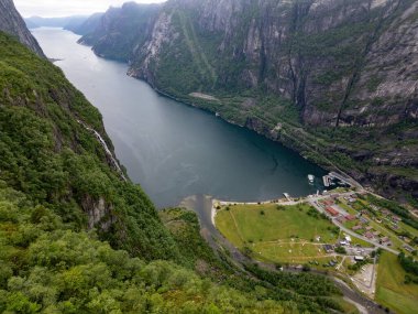 Lystrefjord, Rogaland in Norway in summer with drone from above clipart