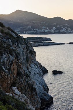 Yunanistan 'ın Girit adasında yaz sonlarında Girit Denizi ile kıyı şeridi