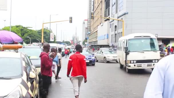 November 2021 Lagos Nigeria 25Fps Cuplikan Orang Orang Persimpangan Cms — Stok Video