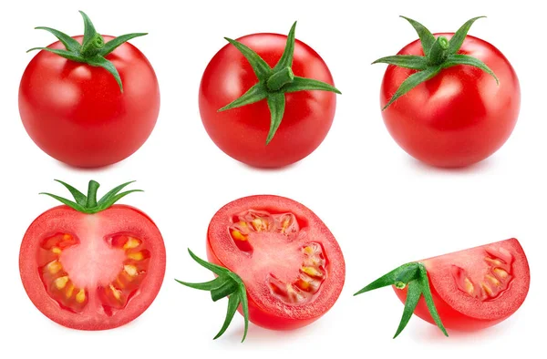 Odizolowany Pomidor Świeża Organiczna Ścieżka Wycinania Pomidorów Pomidorowe Makro Studio — Zdjęcie stockowe