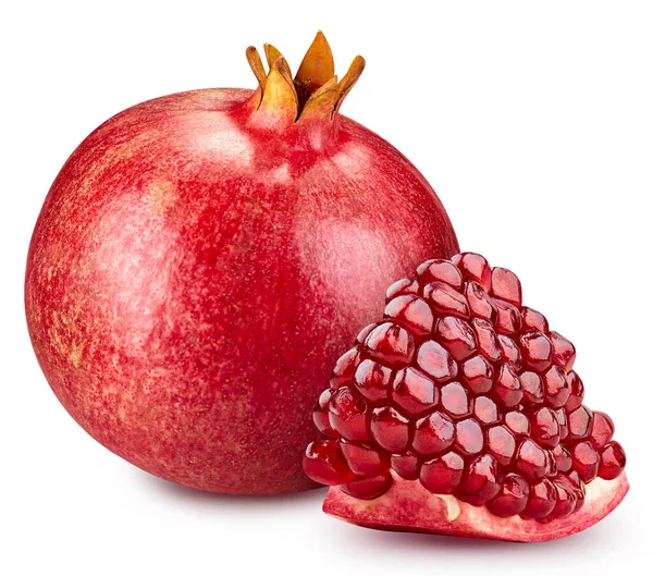 Isolated Pomegranate Fresh Organic Pomegranate Isolated Clipping Path Pomegranate Macro — Stock Photo, Image
