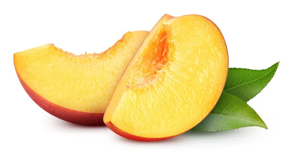 Isolated Peach Fresh Organic Peach Leaves Isolated Clipping Path Peach — Stockfoto