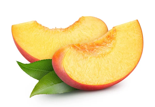 Isolated Peach Fresh Organic Peach Leaves Isolated Clipping Path Peach —  Fotos de Stock