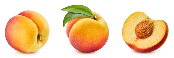 Peach Isolated Peach White Full Depth Field Clipping Path — Stock Photo, Image