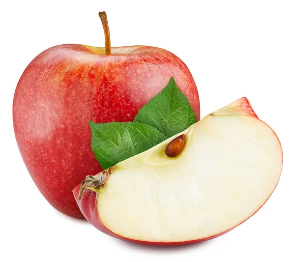 Όμορφα Κόκκινα Μήλα Φύλλα Στο Κοτσάνι Μήλα Για Σχέδιό Σας — Φωτογραφία Αρχείου