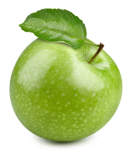 Grönt Äpple Äpple Med Blad Isolerade Vit Bakgrund Apple Med — Stockfoto
