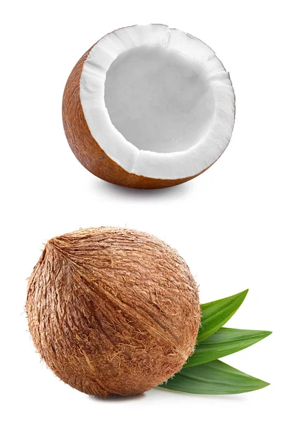 椰子在白色背景上被隔离 椰子剪断路径 椰子果 — 图库照片