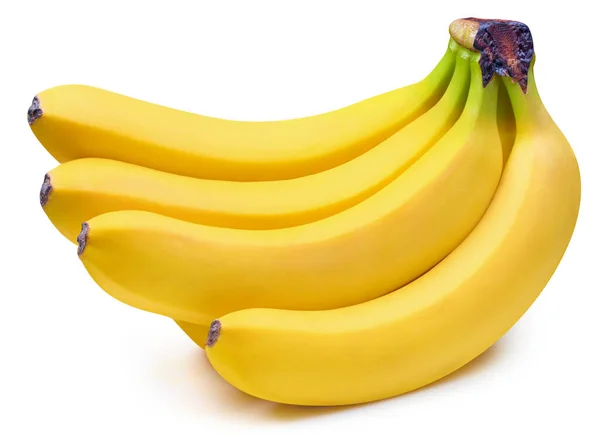バナナ 白を基調とした新鮮な有機バナナ クリッピングパスを持つバナナマクロ — ストック写真