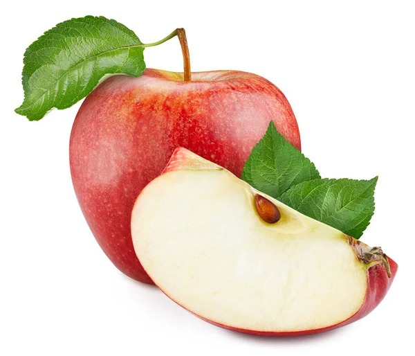 Pommes Rouges Mûres Isolées Sur Fond Blanc Apple Macro Studio — Photo