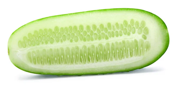 Cucumber Half Fresh Organic Cucumber Isolated White Background Cucumber Clipping — Stock Photo, Image