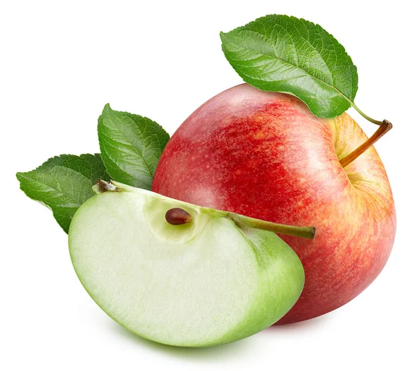 Ein Ganzer Roter Apfel Mit Einem Stück Grünem Apfel Auf — Stockfoto