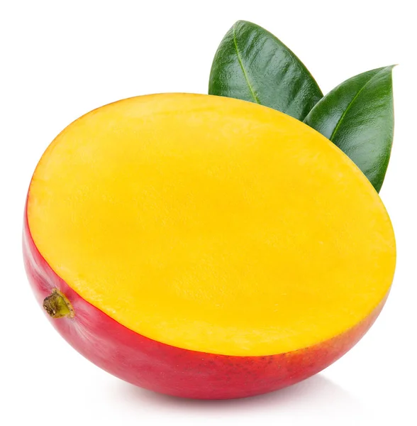 Organic Mango Isolated White Background Taste Mango Leaf Clipping Path — Stock Photo, Image