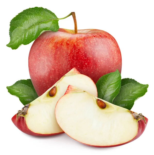 Κόκκινο Μήλο Φύλλα Κόκκινο Μήλο Στο Λευκό Πλήρες Βάθος Πεδίου — Φωτογραφία Αρχείου