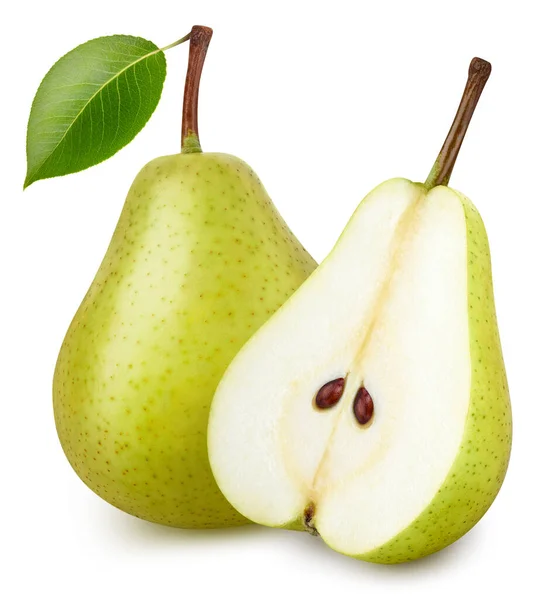 One Pear Half Isolated White Background Clipping Path Pear Isolated — Stock Photo, Image