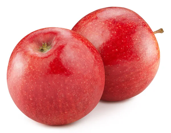 Kırmızı Elma Kesme Yolu Olgun Elmanın Tamamı Beyaz Arka Planda — Stok fotoğraf