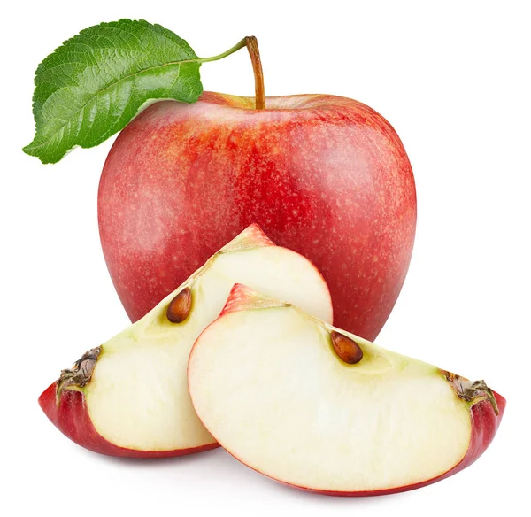 孤立的红苹果 红色的苹果果实 背景白色 有切割路径 作为设计要素 — 图库照片