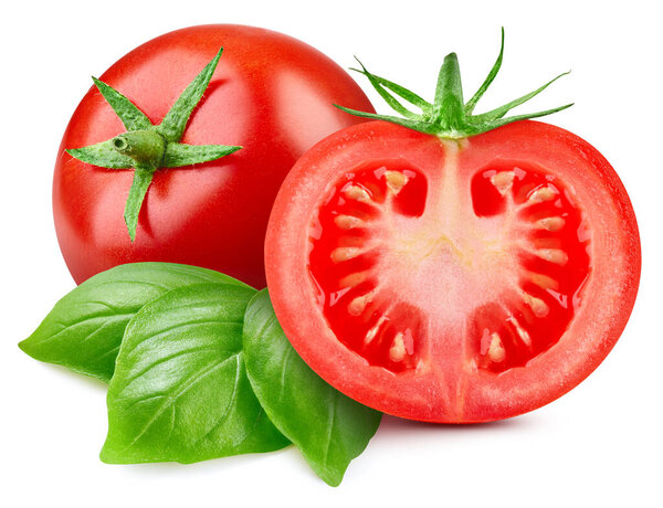 Tomato isolated. Tomato on white. Full depth of field. With clipping path