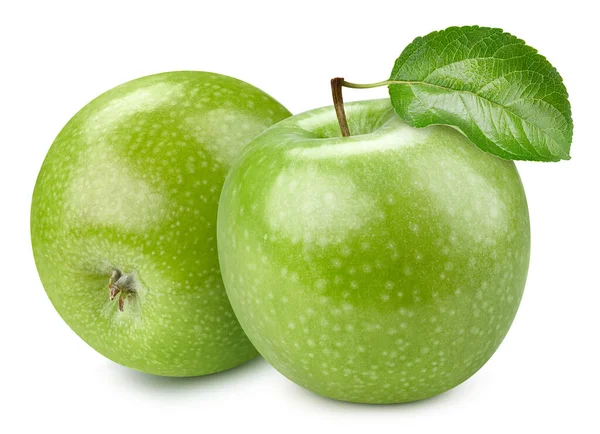 Gröna Äpplen Som Klipps Äpplen Isolerade Vit Bakgrund Apple Studio — Stockfoto