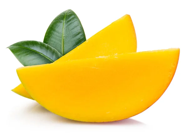 Organische Mango Geïsoleerd Witte Achtergrond Proef Mango Met Blad Met — Stockfoto