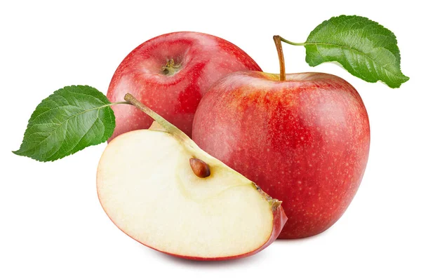 Κόκκινο Μήλο Φύλλα Κόκκινο Μήλο Στο Λευκό Πλήρες Βάθος Πεδίου — Φωτογραφία Αρχείου