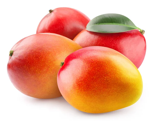 Rijp Mango Fruit Geïsoleerd Witte Achtergrond Mango Compositie Met Knippad — Stockfoto
