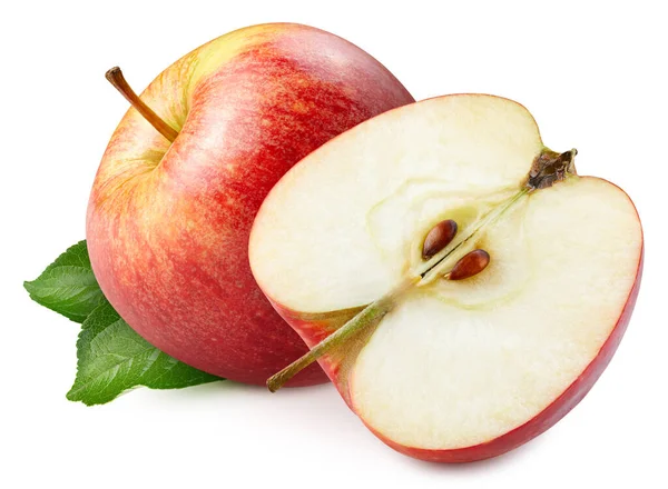 Απομονωμένο Κόκκινο Μήλο Κόκκινο Μήλο Φρούτα Λευκό Φόντο Απόκομμα Μονοπάτι — Φωτογραφία Αρχείου