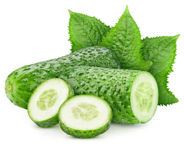 Cucumber Isolate Cucumber White Background Cucumber Slice Clipping Path — Stock Photo, Image