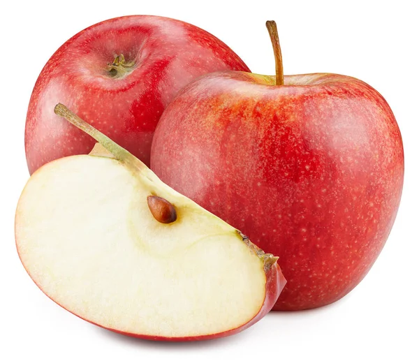 孤立的红苹果 红色的苹果果实 背景白色 有切割路径 作为设计要素 — 图库照片
